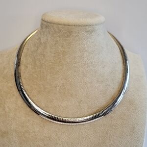 Sterling Silver 925 Italy GM Omega 16" Collar Necklace 8mm Chic Versatile